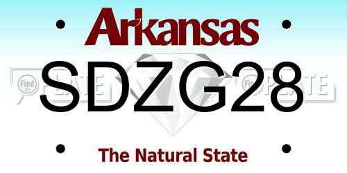 SDZG28 Arkansas License Plate