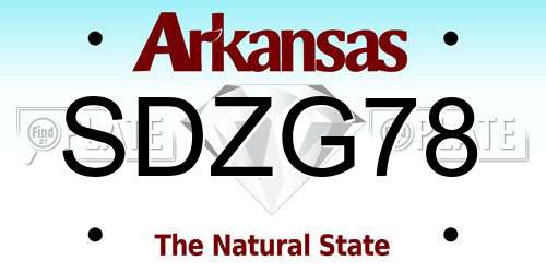 SDZG78 Arkansas License Plate
