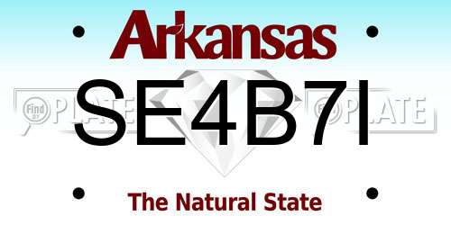 SE4B7I Arkansas License Plate