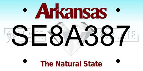 SE8A387 Arkansas License Plate