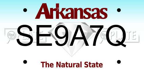 SE9A7Q Arkansas License Plate