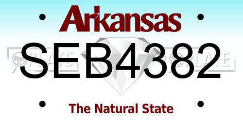 SEB4382 Arkansas License Plate
