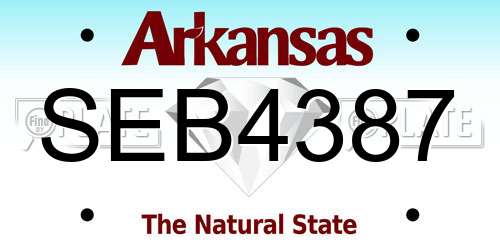 SEB4387 Arkansas License Plate