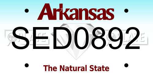 SED0892 Arkansas License Plate