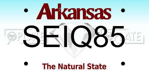 SEIQ85 Arkansas License Plate