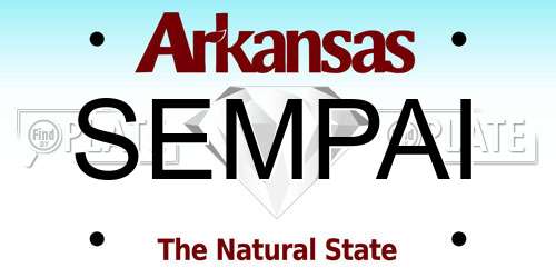 SEMPAI Arkansas License Plate