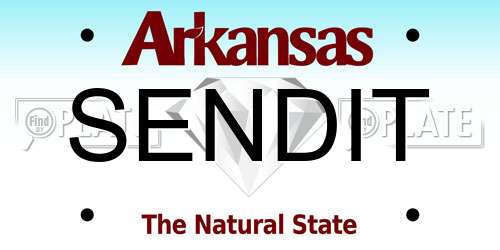 SENDIT Arkansas License Plate