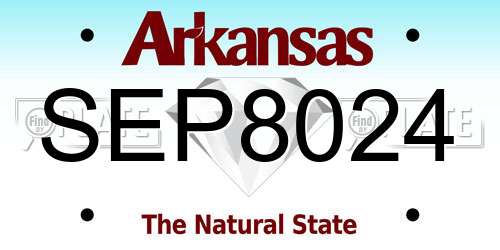 SEP8024 Arkansas License Plate