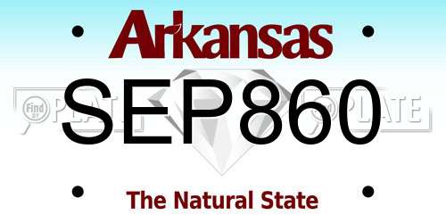 SEP860 Arkansas License Plate