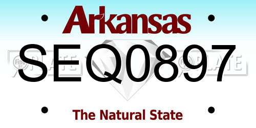 SEQ0897 Arkansas License Plate