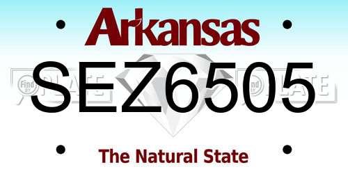 SEZ6505 Arkansas License Plate