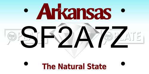 SF2A7Z Arkansas License Plate