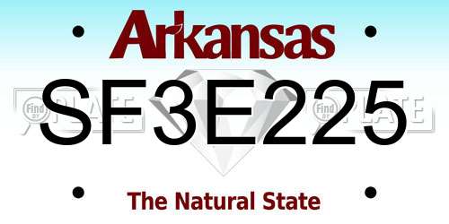 SF3E225 Arkansas License Plate