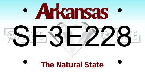 SF3E228 Arkansas License Plate