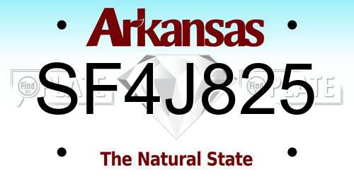 SF4J825 Arkansas License Plate