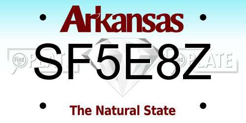 SF5E8Z Arkansas License Plate