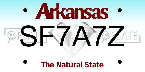 SF7A7Z Arkansas License Plate
