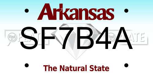 SF7B4A Arkansas License Plate