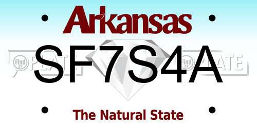 SF7S4A Arkansas License Plate