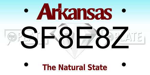 SF8E8Z Arkansas License Plate
