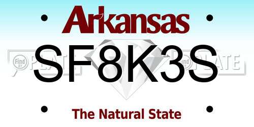 SF8K3S Arkansas License Plate