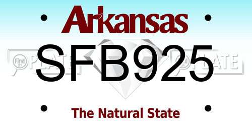 SFB925 Arkansas License Plate