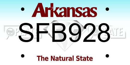SFB928 Arkansas License Plate