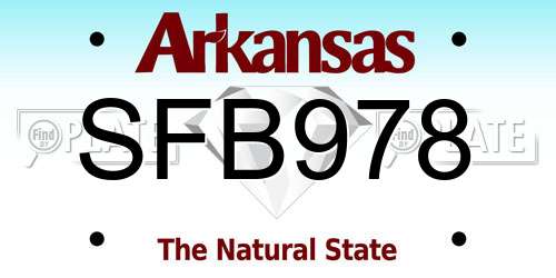 SFB978 Arkansas License Plate