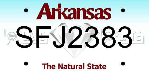 SFJ2383 Arkansas License Plate