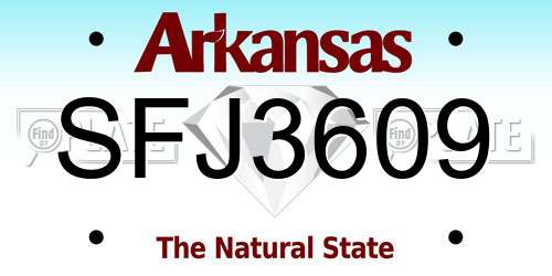 SFJ3609 Arkansas License Plate