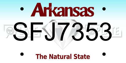 SFJ7353 Arkansas License Plate