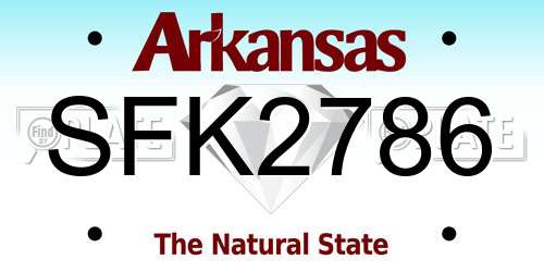 SFK2786 Arkansas License Plate