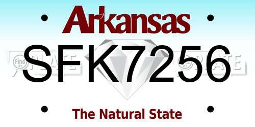 SFK7256 Arkansas License Plate