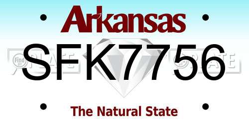 SFK7756 Arkansas License Plate