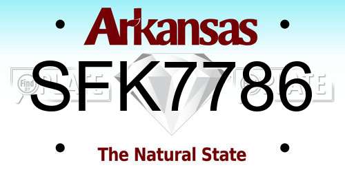 SFK7786 Arkansas License Plate