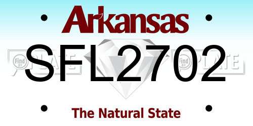 SFL2702 Arkansas License Plate