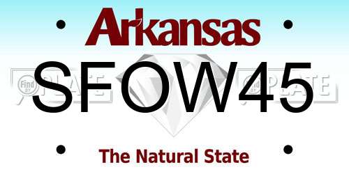 SFOW45 Arkansas License Plate