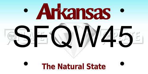 SFQW45 Arkansas License Plate