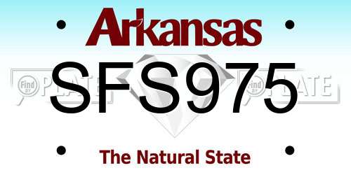 SFS975 Arkansas License Plate