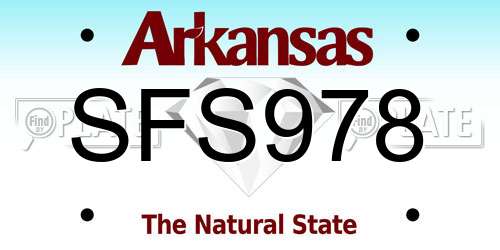 SFS978 Arkansas License Plate