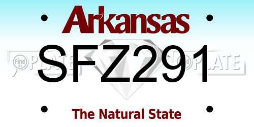 SFZ291 Arkansas License Plate