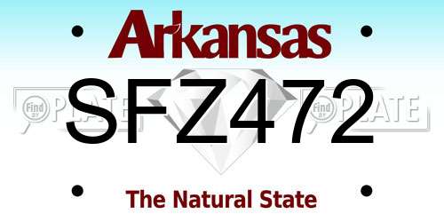 SFZ472 Arkansas License Plate