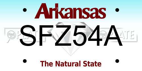 SFZ54A Arkansas License Plate