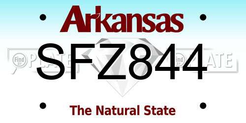 SFZ844 Arkansas License Plate