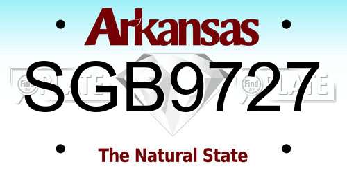 SGB9727 Arkansas License Plate