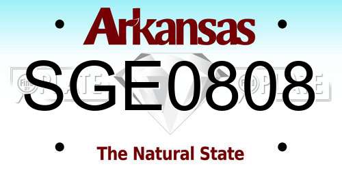 SGE0808 Arkansas License Plate