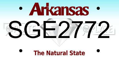 SGE2772 Arkansas License Plate