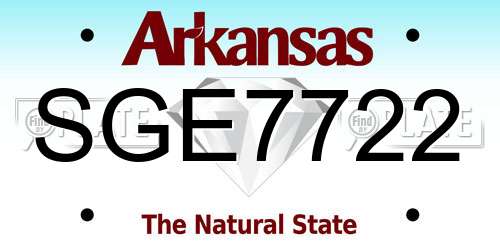 SGE7722 Arkansas License Plate