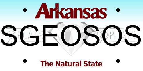 SGEOSOS Arkansas License Plate