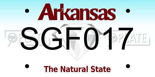 SGF017 Arkansas License Plate